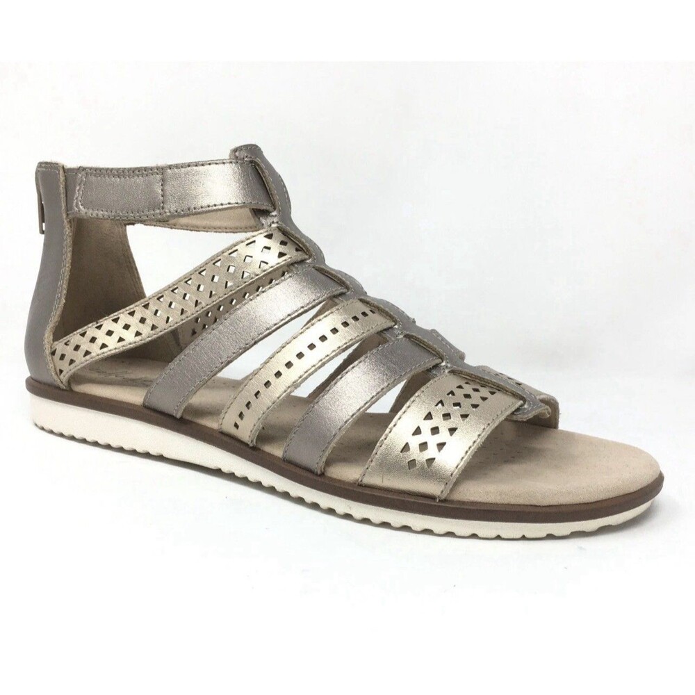 Clarks Kele Lotus Sandals Metallic Gladiator Cage Strappy Women's 7 Perforated